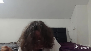 Sissy unwinds after work