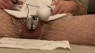 Sissygasm in Chastity Cage