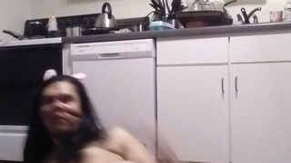 latina Trans Niky Zelaya gags on her piggy tail and she fucks her ass and lick her toes