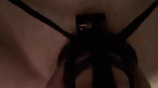 Caged Twink with huge dildo, leaking tons of pre-cum