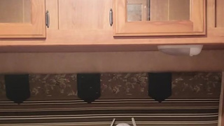 Pup tease his cock in chastity