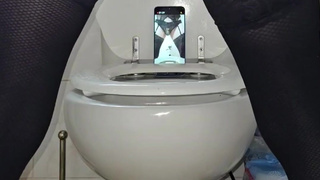 Pissing through panties in a chastity cage dressed in lingerie