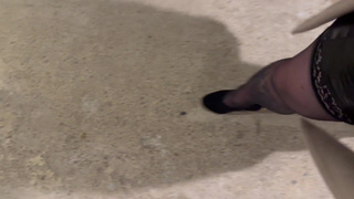 Take elevator in a slutty outfit