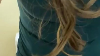 Tiny caged sissy sits on huge dildo while hammering balls