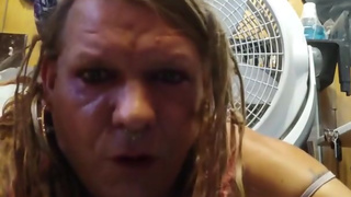 Sissy graduates to shemale by taking a giant dildo