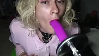 Pink Princess Learns to Blow Bubbles During Deepthroat Cam!