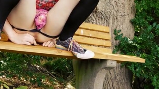 Outdoor fun with a buttplug while in chastity