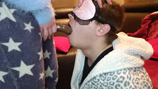 Femdom slave gets new cock sucking training !!!