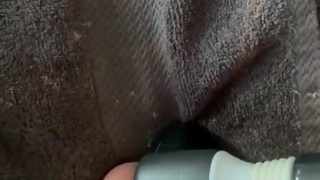 Vibrating my clit and balls while in chastity