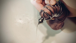 My girlfriend makes me wear a chastity belt. That's why I have to pee like that.