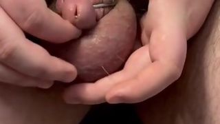 After a month caged I almost accidentally came while sounding myself