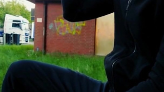 Using a public restroom to piss in a bottle and drink iut outside while having a smoke