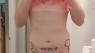 Exposed Sissy Removes Wig