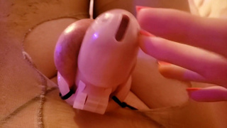 Failing to Stroke Myself through My Cage - Permanently Horny Slut