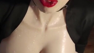 Big tit sissy receiving massive facial