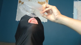 Locked back Into Chastity and Happily Swallows Own Cum