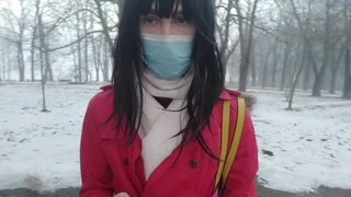 Sissy femboy flashing in a park