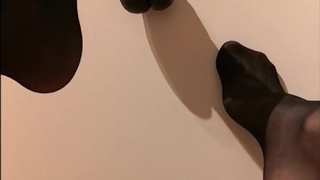 CD SISSY FOOTJOB IN PANTYHOSE FOR BBC - IN CHASTITY CAGE