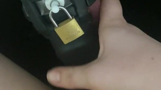 Orgasm with my Latex Slave in Chastity