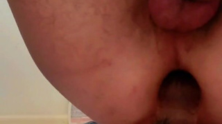 Anal orgasm in chastity cage