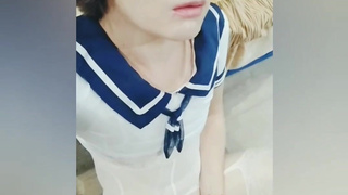 Cute Sissy locked with micro chastity