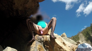 Caged sissy public piss