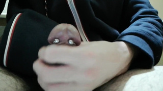 Exciting masturbation in the private room of the toilet