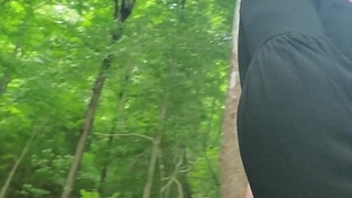 Crystal plugged and caged walking in the woods