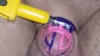 Pop rivet chastity cage shut