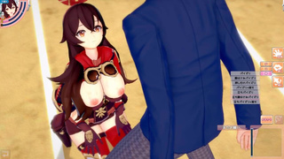 [Hentai Game Koikatsu! ]Have sex with Big tits Genshin Impact Amber.3DCG Erotic Anime Video.