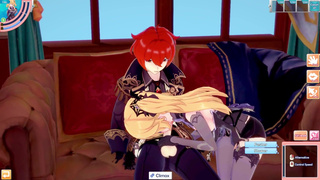 3D/Anime/Hentai. Genshin Impact: Fischl gets Fucked raw and Creampied by Diluc !!