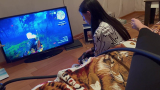 While my neighbor is playing the witcher game, I smoke and masturbate - Lesbian_illusion