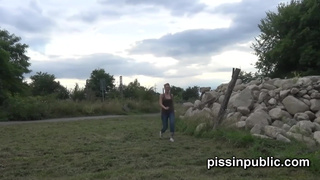 With no other option these girls piss on the rocks and mountains