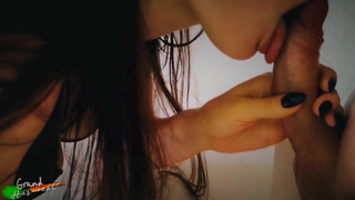 Slow stepmom reverse blowjob on the table