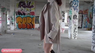 Jeny Smith exploring the warehouse naked