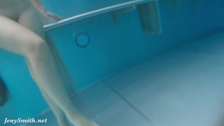 Jeny Smith bottomless in Spa. Naked underwater, nude swimming