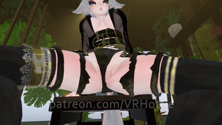 White Hair Strapped Hentai Babe Robe Doms and Steps on You Thigh High Strips Down POV Lap Dance