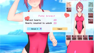 Feel Up a Sexy Lifeguard [Hentai game] fucking a baywatcher in one piece swimsuit on the beach