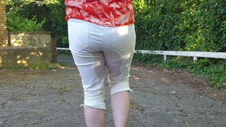 ⭐ White Jeans Peeing compilation. How stained can I make them? ;)