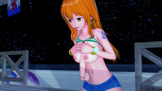One Piece Hentai: Nami pumps her hips for pleasure.