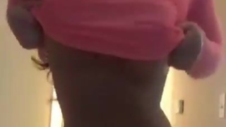 Sexy Hot Babe in Pink Stripteasing and Sexy Dance - Snapchat Nudes