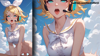 Kagamine Rin shows off her perfect body and boobs