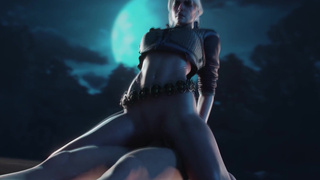 Ciri in cowgirl pose riding Big Dick . The Witcher