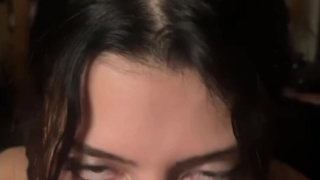 My stepsister is an unfaithful whore, she choked on my cock and made an anime face (ahegao)