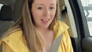 Thankful for my raincoat cuz my pussy is POURING! Rainy day Starbucks Drive Thru with my LUSH!!