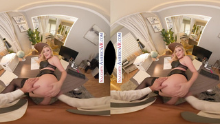 Busty blonde Kendra Sunderland lets her big cock coworker put it in her open and wet pussy