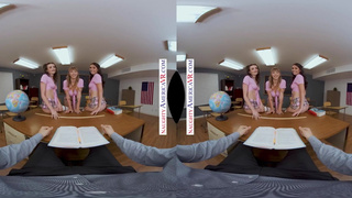 Naughty America - College babes, Angel Youngs, Ashley Wolf, & Mila Taylor find out their Professor h