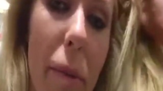 hot blonde Brynn T with bigtits fingering her pussy in the bathro