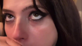 I painted her lips , took it off with my cock and finished it inside her throat