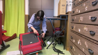 A girl assembles furniture. A video where you can enjoy panty shots. Gaming chair edition